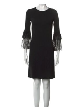 Michael Kors Collection Black Lace Sleeve Shift Dress Size 2 XS Elegant Classic